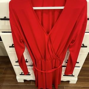 Red Mini Wrap Dress
